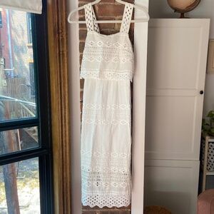 J Crew White Lace Tea-Length Dress
